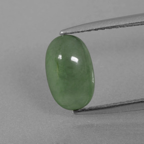 2.06 ct Green Jadeite Gemstone, Jadeite Gem in Oval Cabochon Shape for Sale.