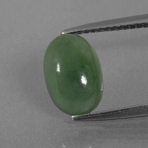 2.73 ct Green Jadeite Gemstone, Jadeite Gem in Oval Cabochon Shape for Sale.