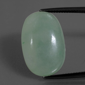18.38 ct Green Jadeite Gemstone, Jadeite Gem in Oval Cabochon Shape for Sale.