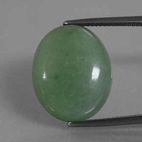 21.62 ct Green Jadeite Gemstone, Jadeite Gem in Oval Cabochon Shape for Sale.