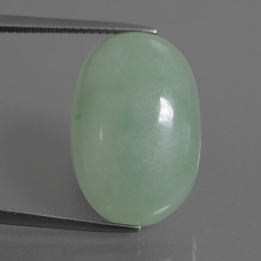 18.38 ct Green Jadeite Gemstone, Jadeite Gem in Oval Cabochon Shape for Sale.