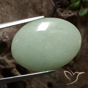 11.48 ct Green Jadeite Stone, Natural Jadeite in Oval Cabochon Shape for Sale