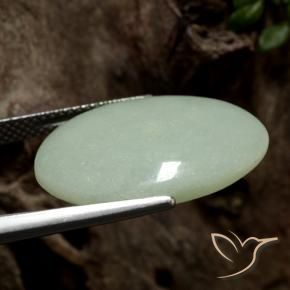 Jadeite Gemstone in 21.3 x 15.9 mm Size for Sale, Jadeite Stone in Light Hazel Green Color