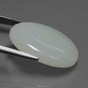 Jadeite Gemstone in 23.3 x 17 mm Size for Sale, Jadeite Stone in Grayish Green Color