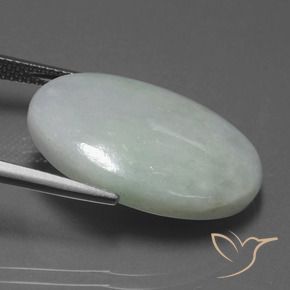 Jadeite Gemstone in 23.7 x 15.9 mm Size for Sale, Jadeite Stone in Light Green Color