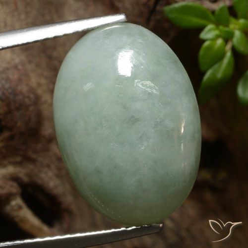 11,09 ct ovaler grüner Jade aus Myanmar, Größe 17,2 x 12,4mm, Garantiert natürlicher Edelstein, Translucent Reinheit, 1 Stück Jade in Grau Grün Farbe, Mohs-Härte von 6 - 6,5, Photo A