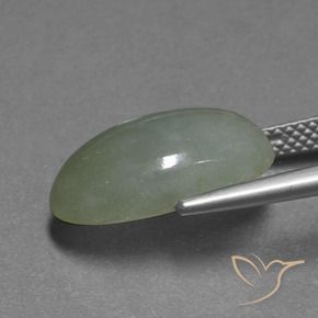 Jadeite Gemstone in 16 x 11.4 mm Size for Sale, Jadeite Stone in Warm Green Color