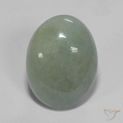 Light Green Jadeite Gem - 12.5ct Oval Cabochon (ID: 420013)