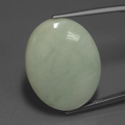 Verde gris Jadeíta Gema - 42.4ct Cabujón Óvalo (ID: 420112)