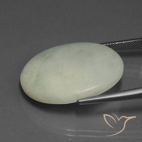 Jadeite Gemstone in 28.8 x 23 mm Size for Sale, Jadeite Stone in Grey Green Color