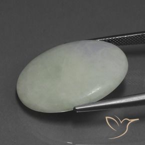 Jadeite Gemstone in 27.1 x 22 mm Size for Sale, Jadeite Stone in Grayish Green Color