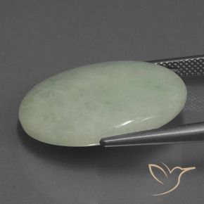 Jadeite Gemstone in 24.2 x 19.1 mm Size for Sale, Jadeite Stone in Grey Green Color