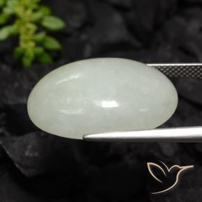 Jadeite Gemstone in 22.5 x 15.3 mm Size for Sale, Jadeite Stone in Pale Greenish White Color