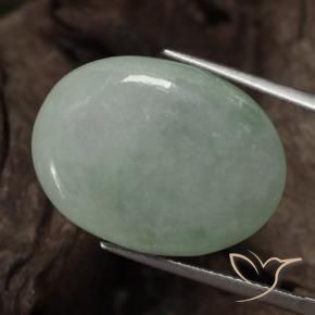 25.64 ct Green Jadeite Stone, Natural Jadeite in Oval Cabochon Shape for Sale