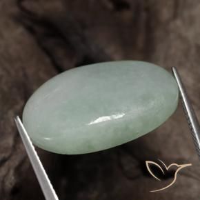 Jadeite Gemstone in 22.8 x 17.1 mm Size for Sale, Jadeite Stone in Grayish Green Color