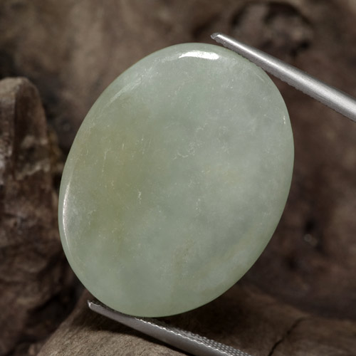 Grayish Green Jadeite Gem - 37.6ct Oval Cabochon (ID: 420263)