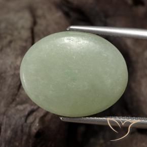 13.32 ct Green Jadeite Stone, Natural Jadeite in Oval Cabochon Shape for Sale