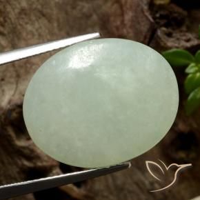 13.03 ct Green Jadeite Stone, Natural Jadeite in Oval Cabochon Shape for Sale