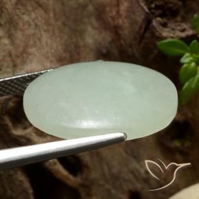 Jadeite Gemstone in 20 x 16 mm Size for Sale, Jadeite Stone in Olive Green Color