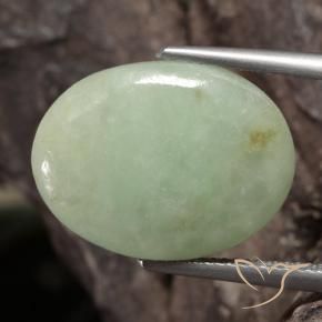 12.72 ct Green Jadeite Stone, Natural Jadeite in Oval Cabochon Shape for Sale