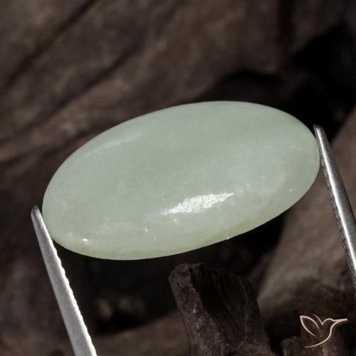 Jadeite Gemstone in 20.5 x 14.3 mm Size for Sale, Jadeite Stone in Grey Green Color