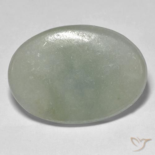 10.10 ct Green Jadeite Stone, Natural Jadeite in Oval Cabochon Shape for Sale