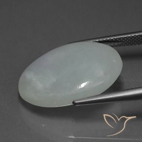 Jadeite Gemstone in 22.6 x 18 mm Size for Sale, Jadeite Stone in Medium Grey Color