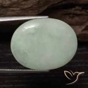 19.82 ct Green Jadeite Stone, Natural Jadeite in Oval Cabochon Shape for Sale