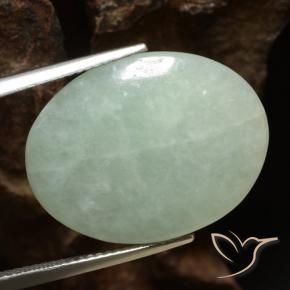 16.53 ct Green Jadeite Stone, Natural Jadeite in Oval Cabochon Shape for Sale