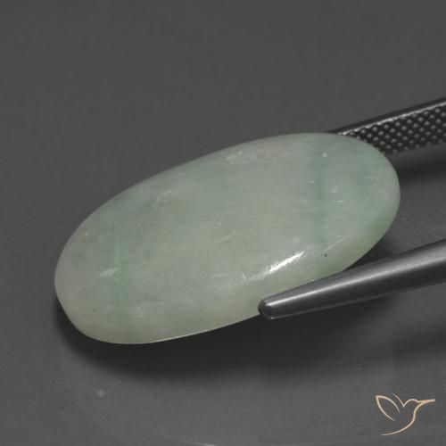 Jadeite Gemstone in 24 x 17 mm Size for Sale, Jadeite Stone in Grey Green Color