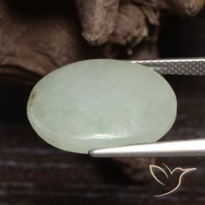 Jadeite Gemstone in 17.6 x 14 mm Size for Sale, Jadeite Stone in Light Green Color