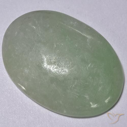 11.77 ct Green Jadeite Stone, Natural Jadeite in Oval Cabochon Shape for Sale