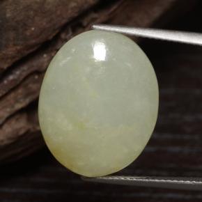 Jaune gris moyen Jadéite gemme - 16.3ct Ovale Cabochon (ID: 420293)