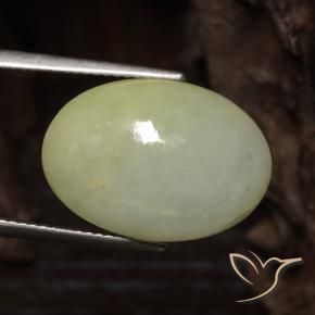 14.11 ct Yellow Jadeite Stone, Natural Jadeite in Oval Cabochon Shape for Sale