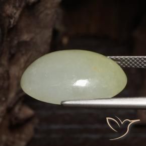 Jadeite Gemstone in 19.2 x 13.6 mm Size for Sale, Jadeite Stone in Grayish Yellow-Green Color
