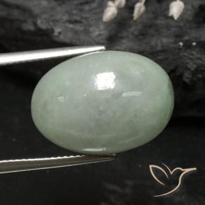 15.21 ct Green Jadeite Stone, Natural Jadeite in Oval Cabochon Shape for Sale