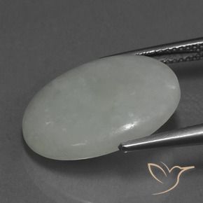 Jadeite Gemstone in 19.1 x 15.6 mm Size for Sale, Jadeite Stone in Grayish Green Color