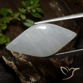 6.74 ct White Jadeite Stone, Natural Jadeite in Marquise Cabochon Shape for Sale