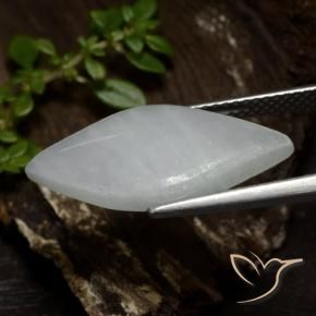 Jadeite Gemstone in 21.9 x 10.1 mm Size for Sale, Jadeite Stone in Grayish White Color