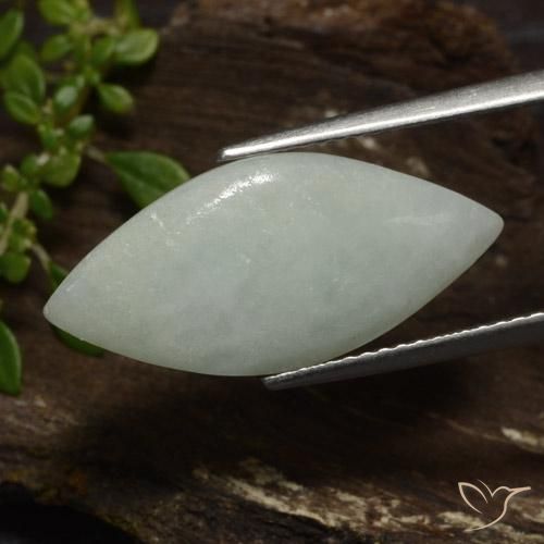 8.14 ct Green Jadeite Stone, Natural Jadeite in Marquise Cabochon Shape for Sale