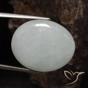 16.93 ct Green Jadeite Stone, Natural Jadeite in Oval Cabochon Shape for Sale