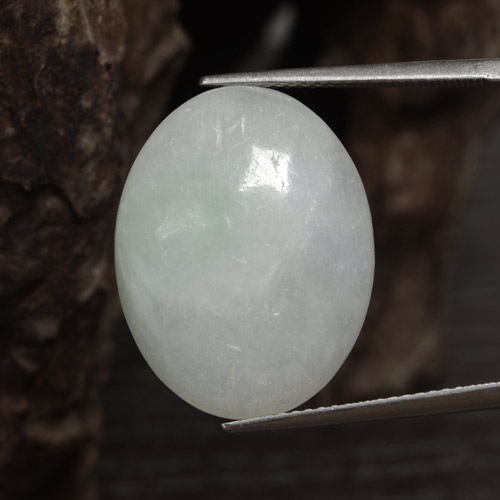 Blanco verdoso Jadeíta Gema - 16.9ct Cabujón Óvalo (ID: 421031)