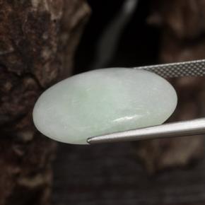 Jadeite Gemstone in 21.9 x 17 mm Size for Sale, Jadeite Stone in Greenish White Color