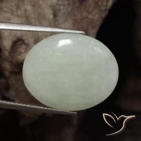16.46 ct Green Jadeite Stone, Natural Jadeite in Oval Cabochon Shape for Sale