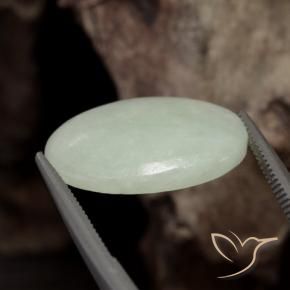 Jadeite Gemstone in 20.7 x 16.8 mm Size for Sale, Jadeite Stone in Grayish Green Color