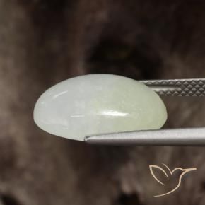 Jadeite Gemstone in 15.3 x 11.2 mm Size for Sale, Jadeite Stone in Warm Light Green Color