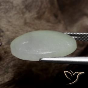 Jadeite Gemstone in 16.6 x 13.5 mm Size for Sale, Jadeite Stone in Grayish Green Color