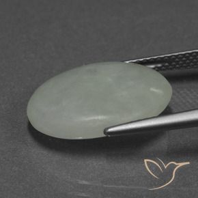 Jadeite Gemstone in 17.2 x 14 mm Size for Sale, Jadeite Stone in Grayish Green Color