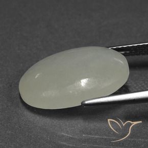 Jadeite Gemstone in 17.5 x 12.3 mm Size for Sale, Jadeite Stone in Grayish Green Color