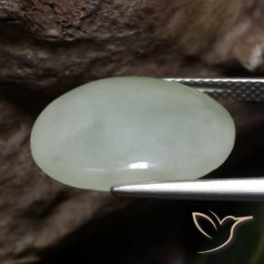 Jadeite Gemstone in 18.1 x 14.3 mm Size for Sale, Jadeite Stone in Grey Green Color
